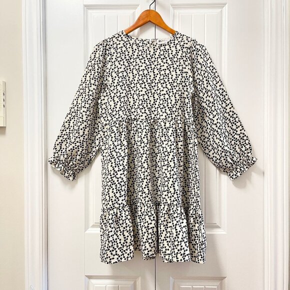 NWOT Jun From Korea Gingham Floral Babydoll Dress Ivory Cream – M - Picture 1 of 11